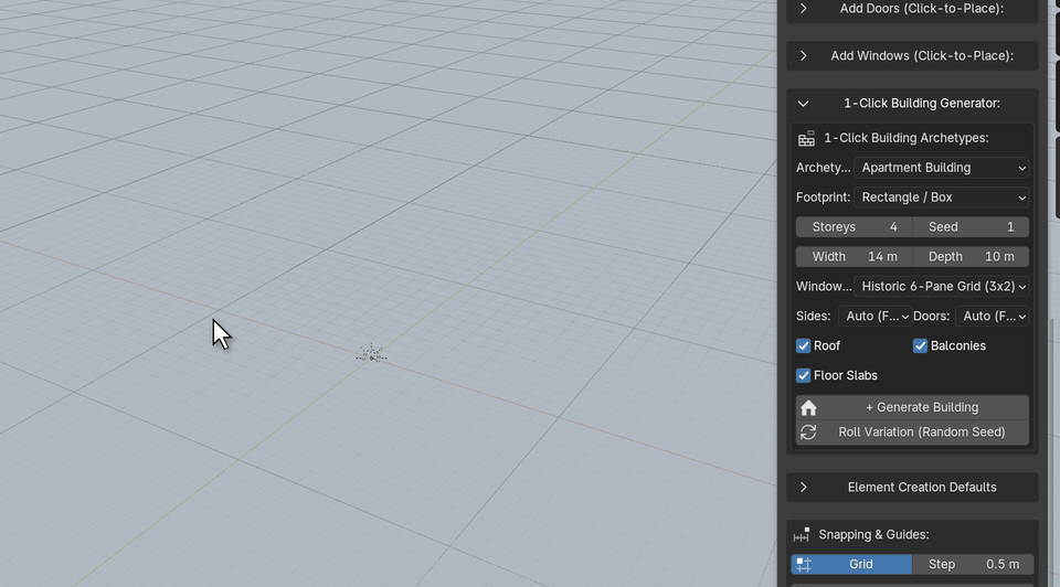 One-click building generation and Roll Variation