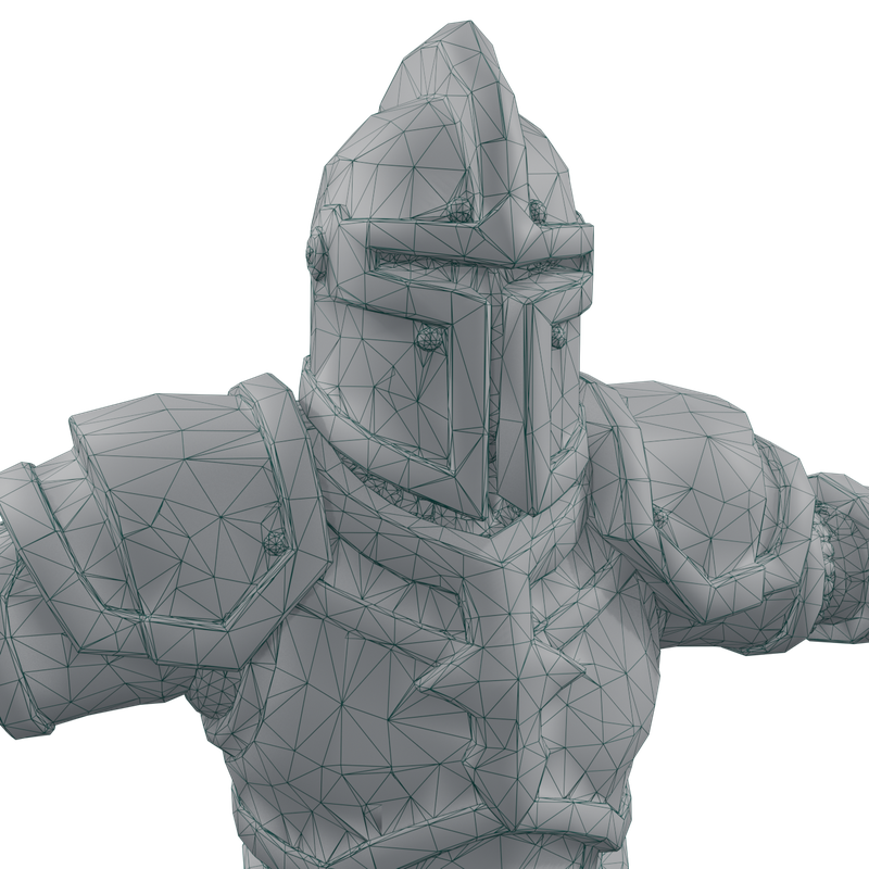 Wireframe after Reduce: large triangles on flat plates, small ones on rivets and edges